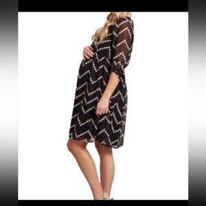 Pinkblush MATERNITY Black/Beige Chevron Print